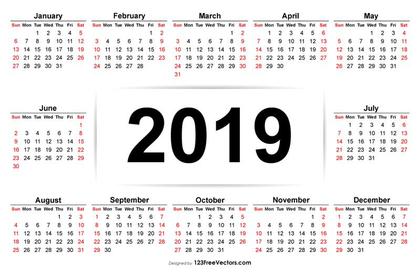 Calendar 2019 Template