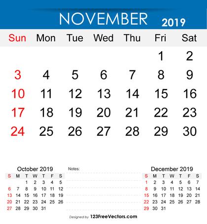 Free Printable November 2019 Calendar