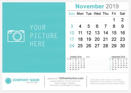 November 2019 Desk Calendar