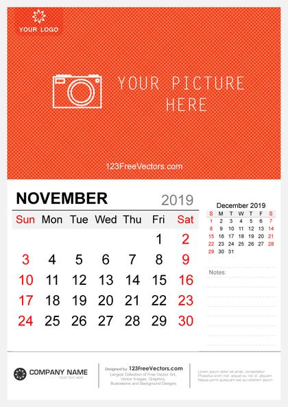 Wall Calendar November 2019