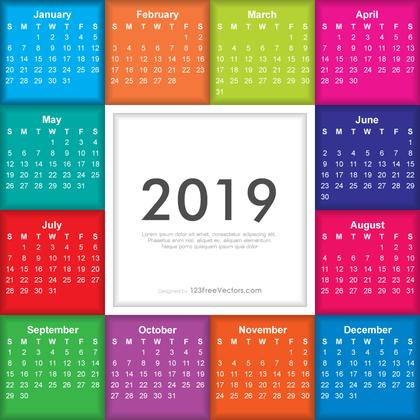 Colorful Calendar 2019