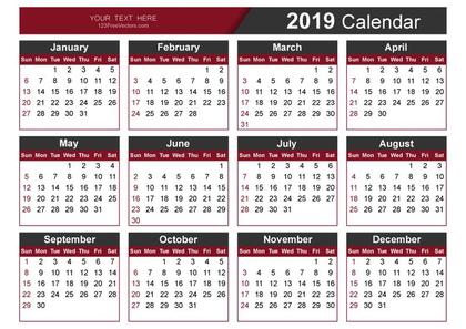 Calendar Template 2019