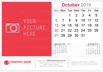 October 2019 Desk Calendar