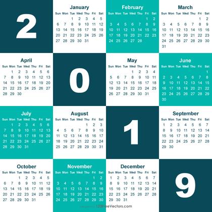 2019 Calendar Eps