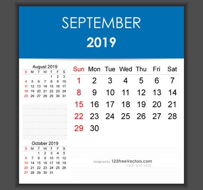 Editable September 2019 Calendar Template