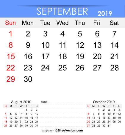 Free Printable September 2019 Calendar