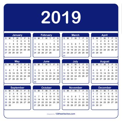 Adobe Illustrator Calendar Template 2019