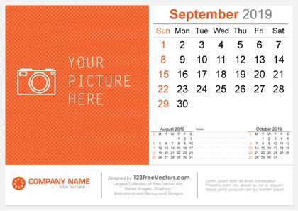 September 2019 Desk Calendar
