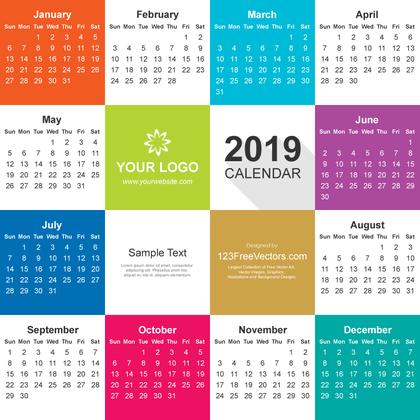 2019 Calendar Illustrator File