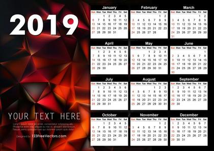 2019 Calendar Graphic