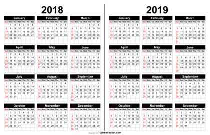 2018 and 2019 Calendar