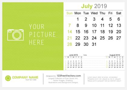 July 2019 Desk Calendar