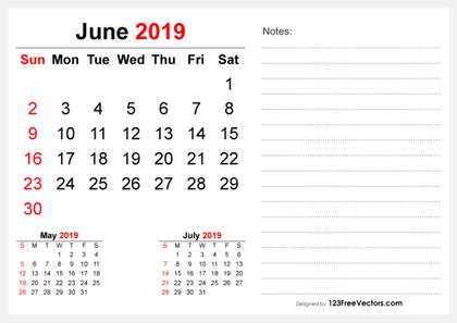 2019 June Desk Calendar Design