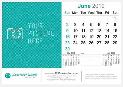 June 2019 Desk Calendar