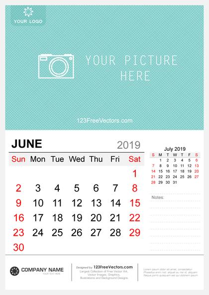 Wall Calendar June 2019