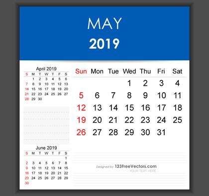 Editable May 2019 Calendar Template