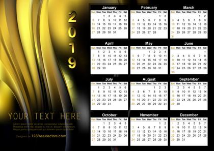 2019 Calendar Design Template