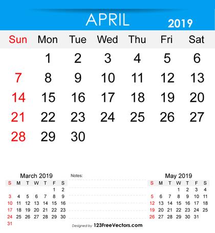 Free Printable April 2019 Calendar