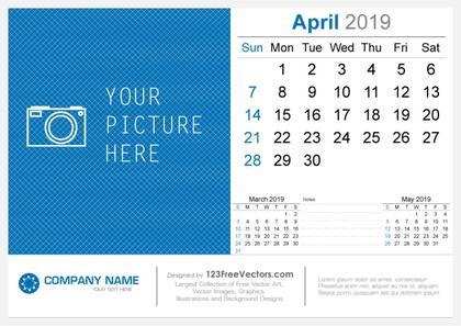 April 2019 Desk Calendar