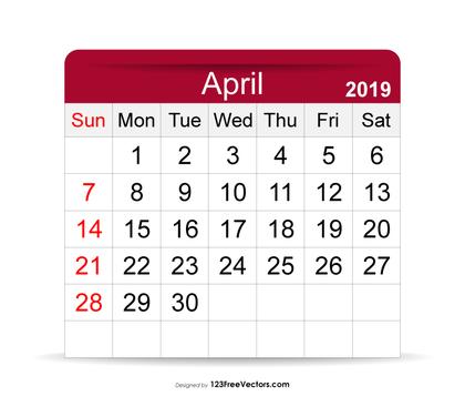 April 2019 Calendar