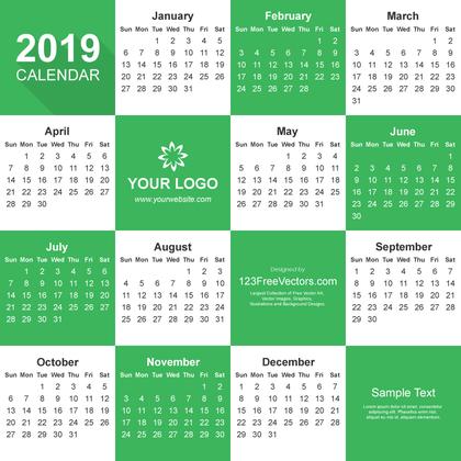 2019 Calendar Adobe Illustrator
