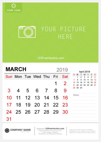 Wall Calendar March 2019