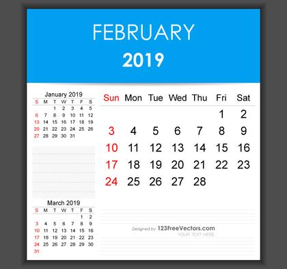 Editable February 2019 Calendar Template