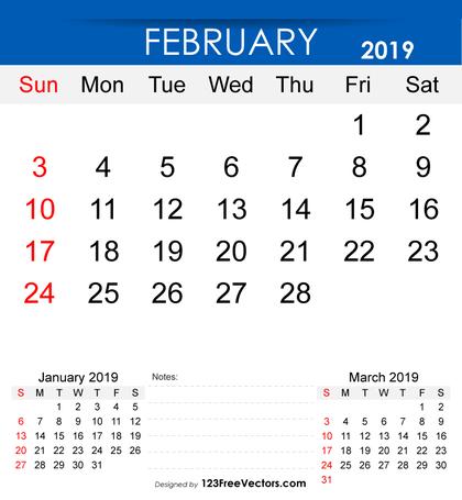 Free Printable February 2019 Calendar