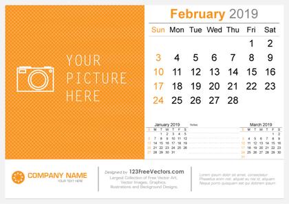 February 2019 Desk Calendar