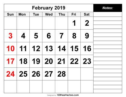February 2019 Printable Calendar