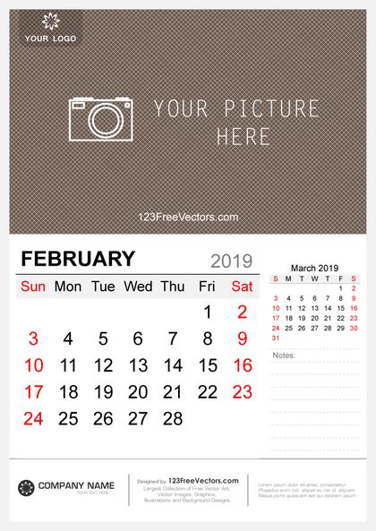 Wall Calendar February 2019