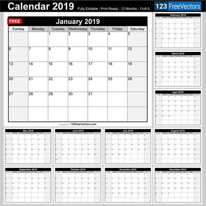 Blank Calendar 2019
