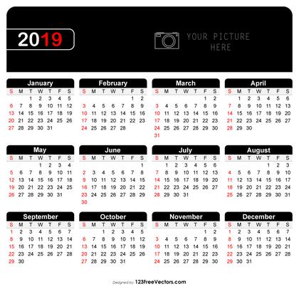 Printable Yearly Calendar 2019