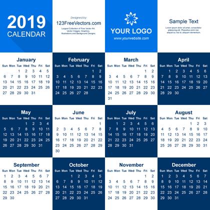 2019 Calendar Illustrator Template