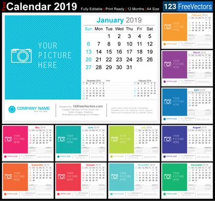 2019 Desk Calendar