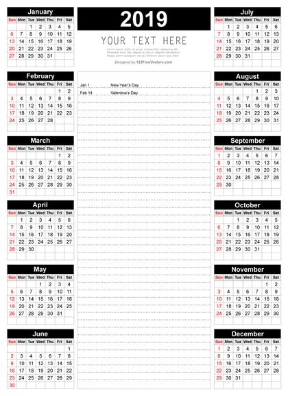 Printable Calendar for 2019