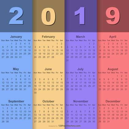 English Calendar 2019