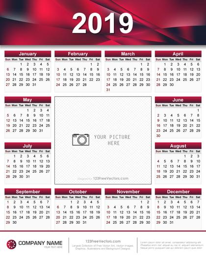 2019 Calendar Printable