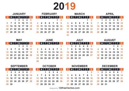 2019 Free Printable Calendar Templates