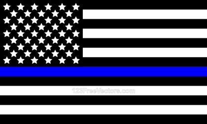 Black and White American Flag with Blue Stripe