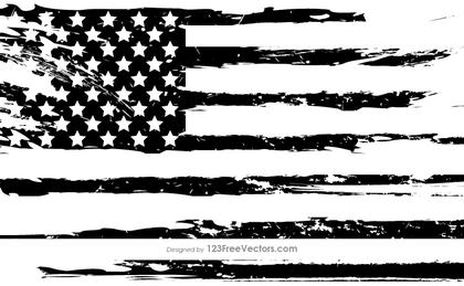 Black and White Grunge American Flag