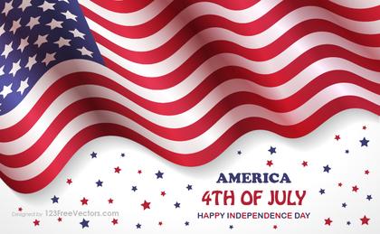 4Th of July Happy Independence Day Background with Waving American Flag