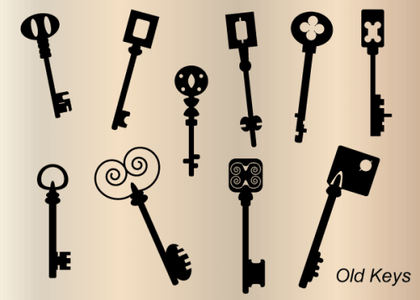 Old Key Silhouettes Vector Free