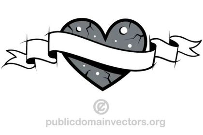 Love Heart with Banner Clip Art