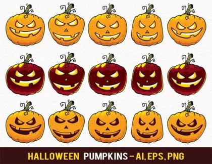 Halloween Pumpkin Jack-O-Lantern Vector Clip Art