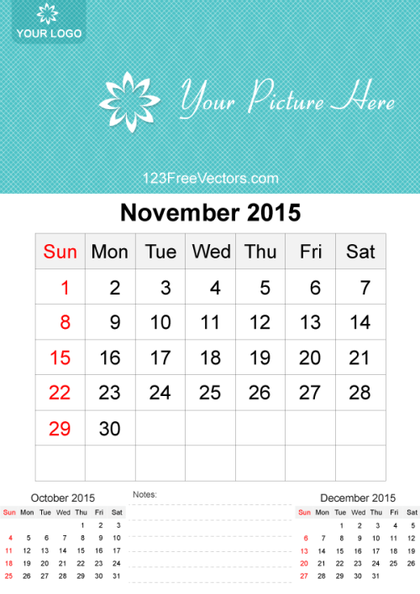 November 2015 Calendar Template Vector Free