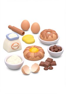 baking ingredients 3d