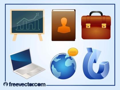 3D Business Icons Free Vector
