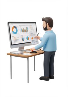 analyst working data
