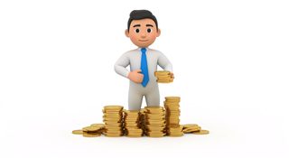 businessman stacking coins